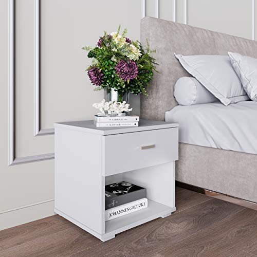 Boyd Sleep Novara, Deep Drawer With Euro Glides And Contemporary Styling, White Nightstand